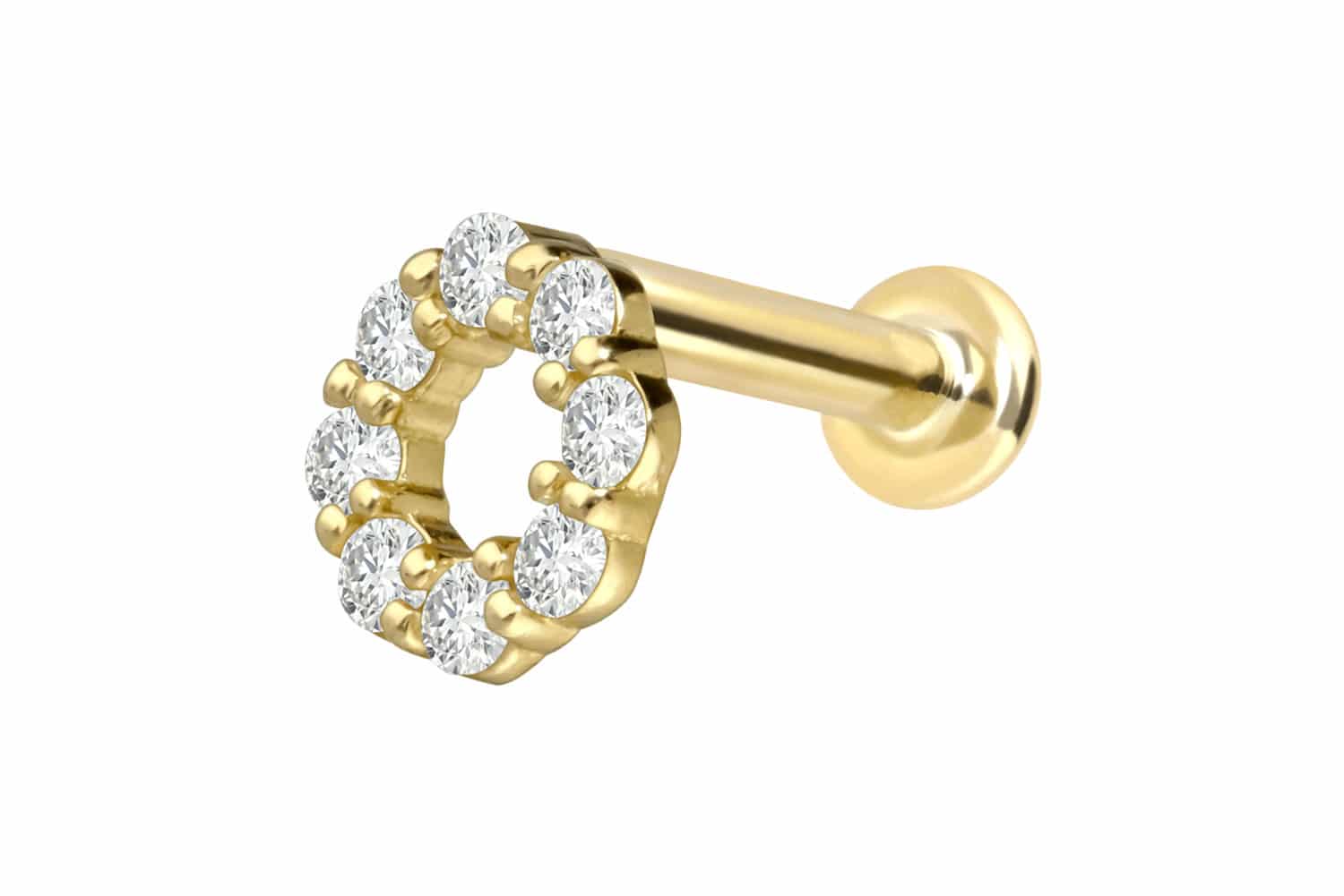 18 Karat Gold Labret Piercing mit Innengewinde DIAMANT-KREIS